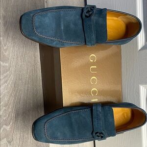 Gucci Men's Teal Suede Loafers